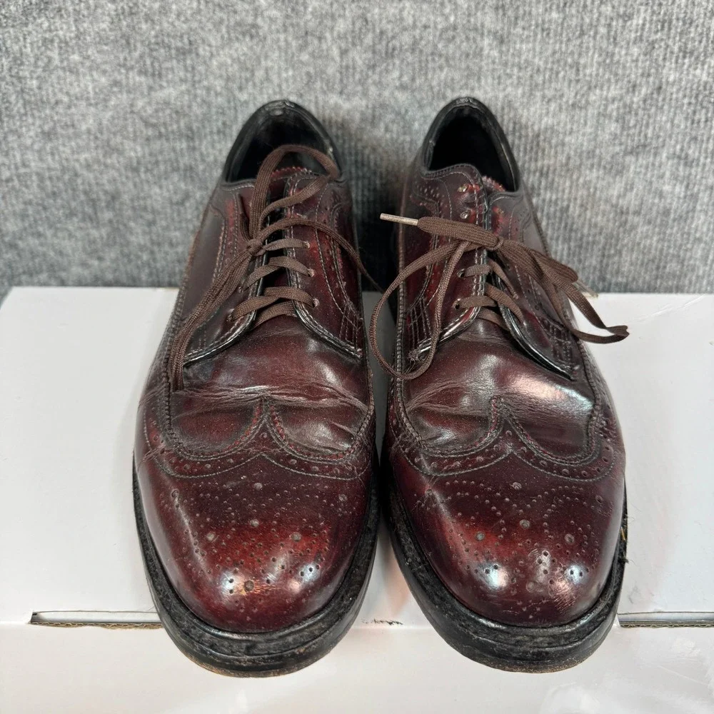 Vintage Florsheim Imperial Kenmoor Burgundy Wingtip Longwing Blucher Shoes 8